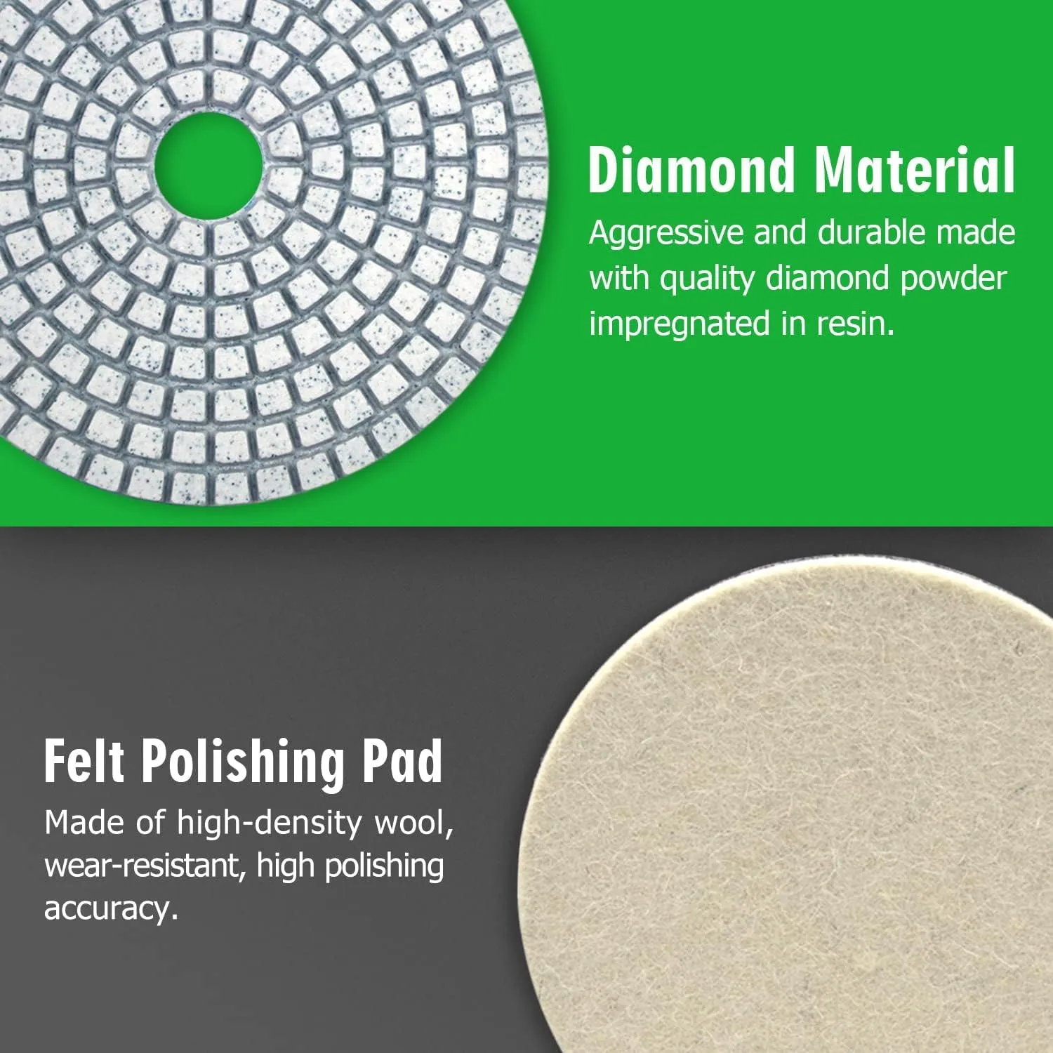 4 Inch Diamond Polishing Pads with 5/8-11 Backer Pad, 12PCS Wet/Dry Granite Stone Polish Pad Kit for Drill, Grinder, Polisher, 50-6000 Grit Polishing Pad for Concrete Marble Rock Countertop Quartz
