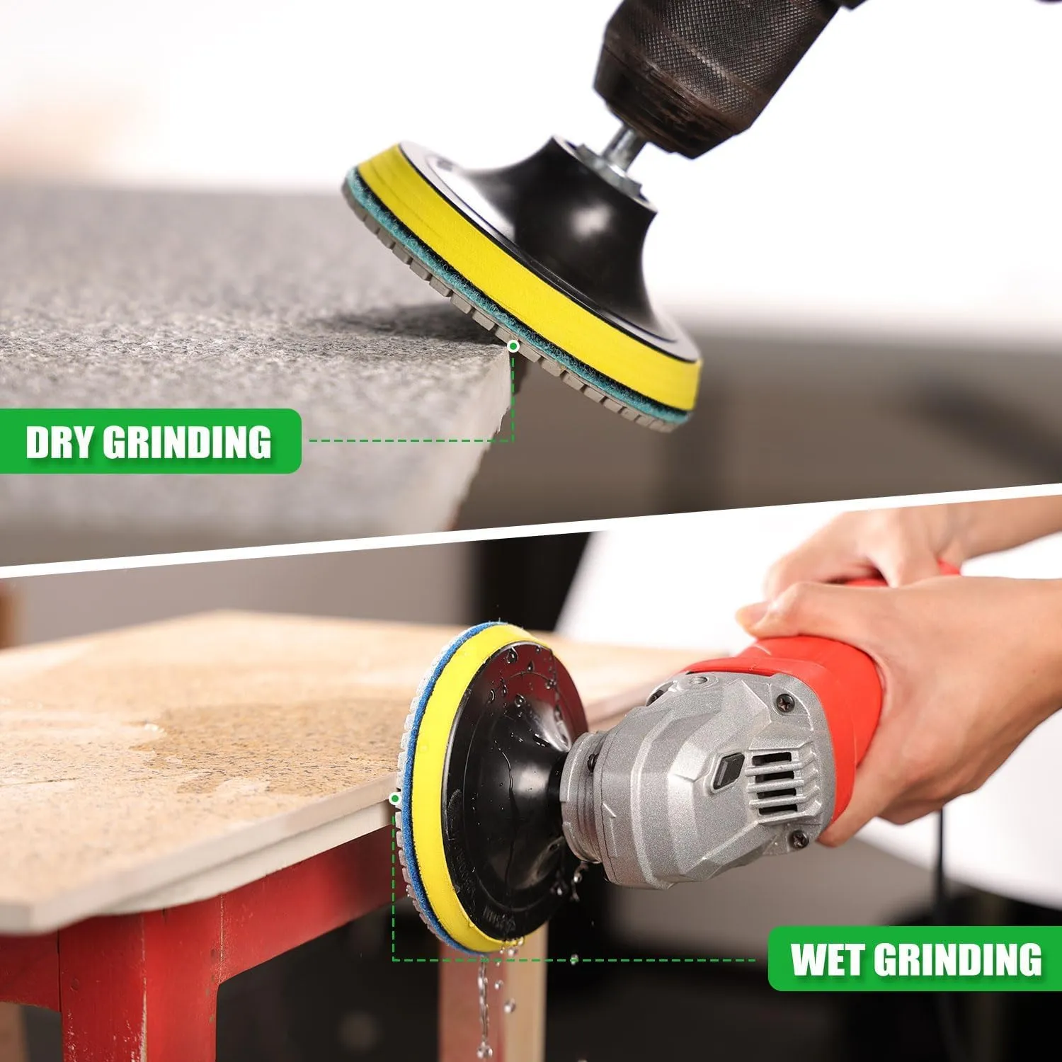 4 Inch Diamond Polishing Pads with 5/8-11 Backer Pad, 12PCS Wet/Dry Granite Stone Polish Pad Kit for Drill, Grinder, Polisher, 50-6000 Grit Polishing Pad for Concrete Marble Rock Countertop Quartz