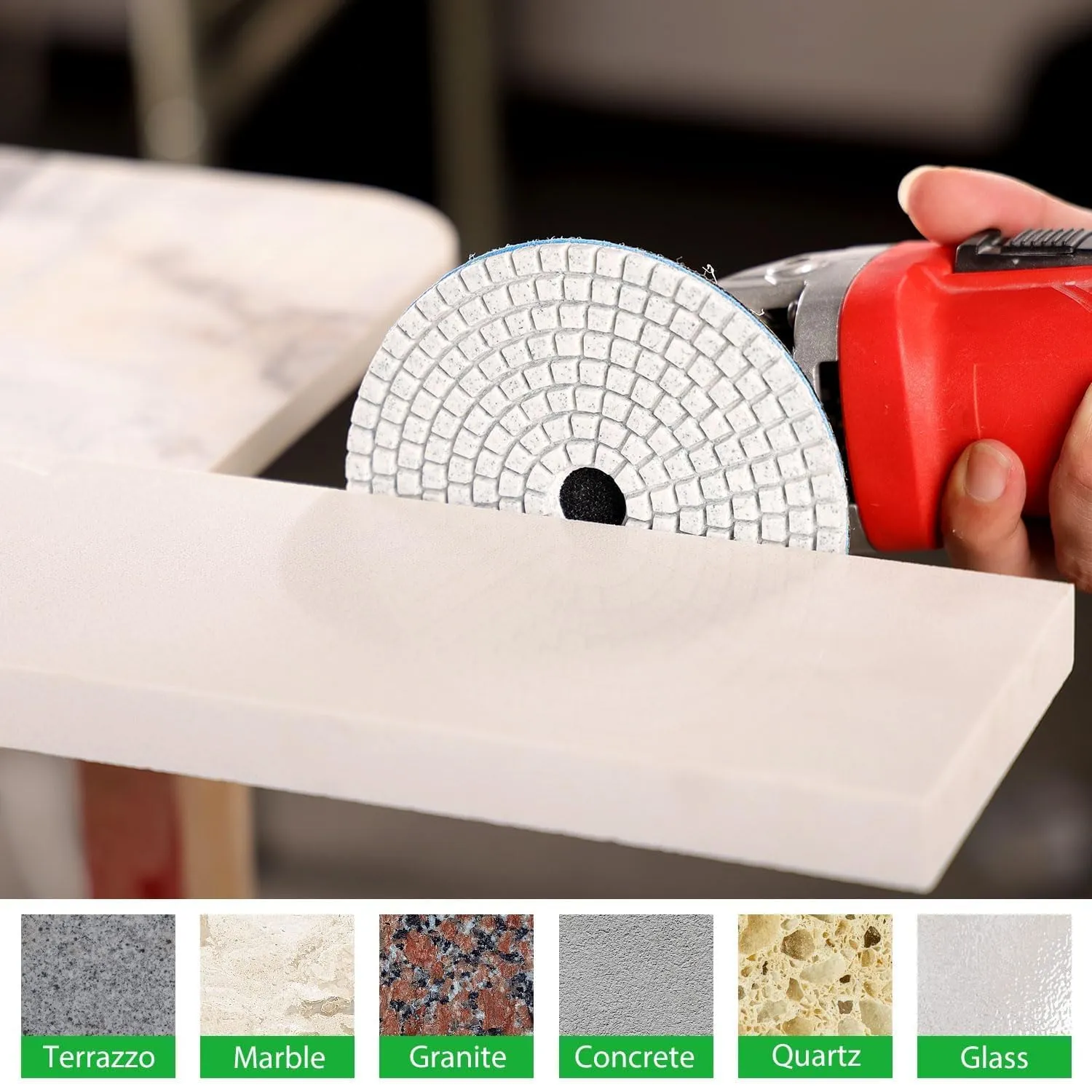 4 Inch Diamond Polishing Pads with 5/8-11 Backer Pad, 12PCS Wet/Dry Granite Stone Polish Pad Kit for Drill, Grinder, Polisher, 50-6000 Grit Polishing Pad for Concrete Marble Rock Countertop Quartz