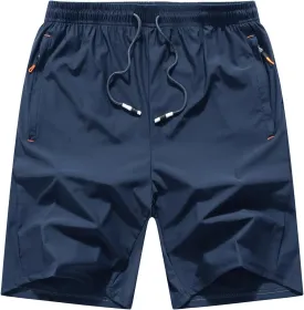 Boys Lightweight Athletic Running Shorts Quick Dry Workout Shorts for Gym Shorts Hiking with Zipper Pockets