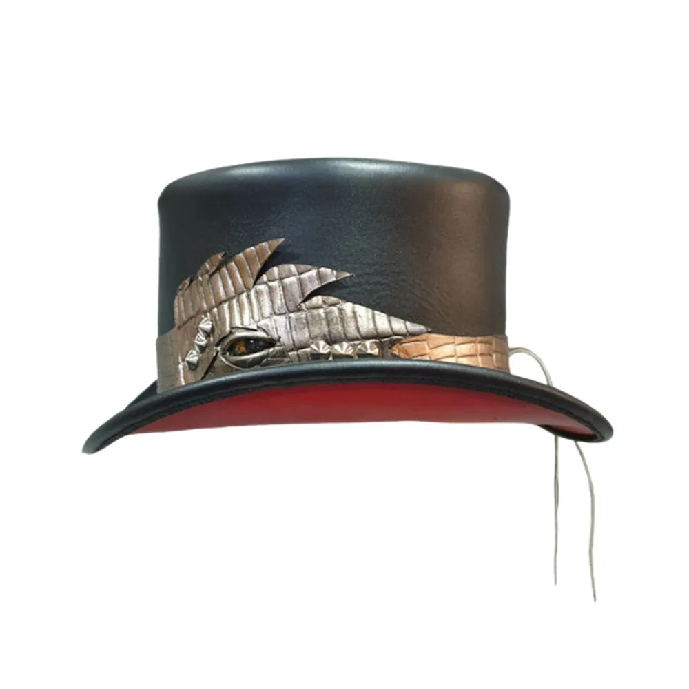 Crocodile Eye Steampunk Leather Top Hat