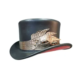 Crocodile Eye Steampunk Leather Top Hat