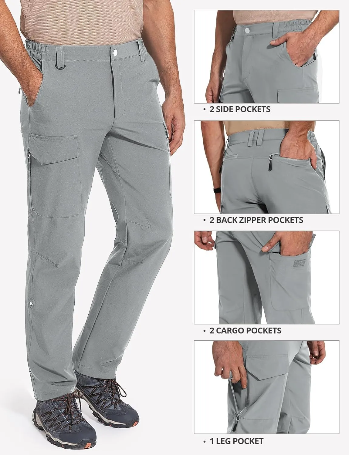Cycorld Men's-Hiking-Pants-Lightweight-Water-Resistant-Quick-Dry Stretch for Travel Camping Fishing Outdoor