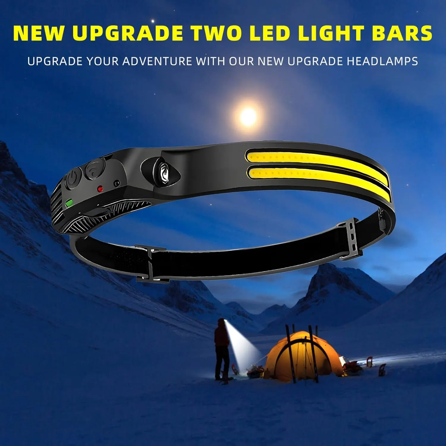 LED Headlamp Rechargeable 6PCS - 230 COB Super Bright Head Lights for Forehead, Hard hat Light for Adults, USB C Headband Flashlight for Work, Hiking, Running, Camping Essentials Gear