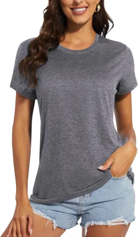 MAGCOMSEN Women's Short Sleeve Quick Dry T-Shirts Wicking Moisture Workout Athletic Running Shirts