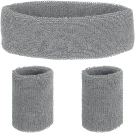 MECCANIXITY Sweat Band Set Sports Terry Cloth Headband Wristband Set Moisture Wicking Sweat Absorbing Head Band for Women Men Workout Exercise Basketball