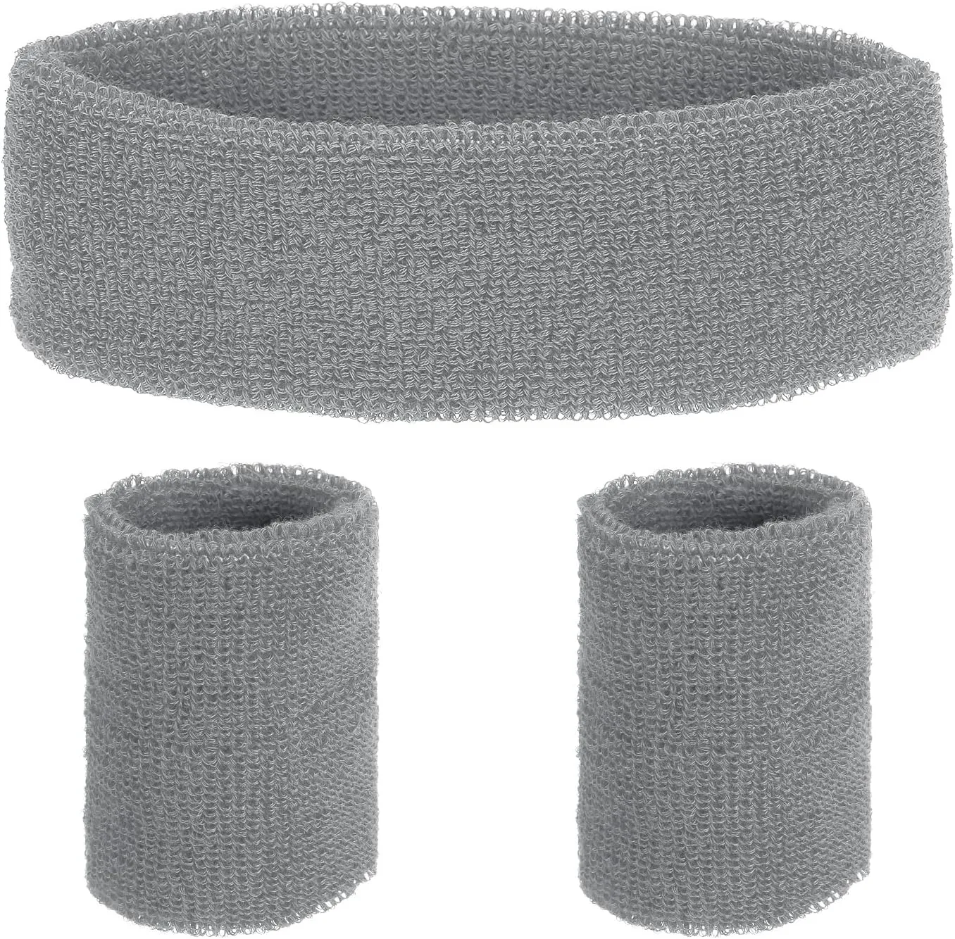MECCANIXITY Sweat Band Set Sports Terry Cloth Headband Wristband Set Moisture Wicking Sweat Absorbing Head Band for Women Men Workout Exercise Basketball