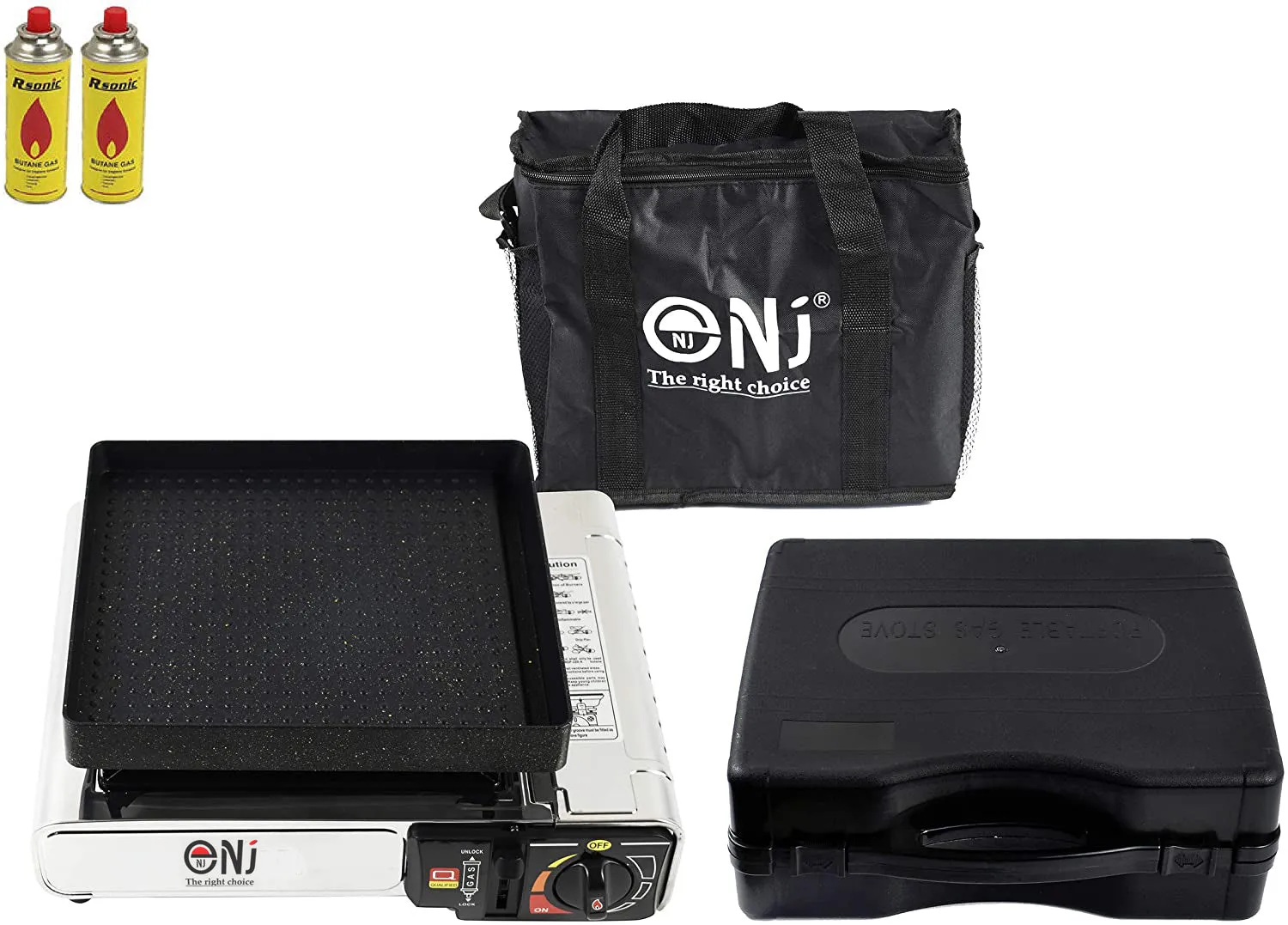NJ-500 GRILL Portable Camping Gas Stove Single Burner Stainless Steel Grill Plate Outdoor