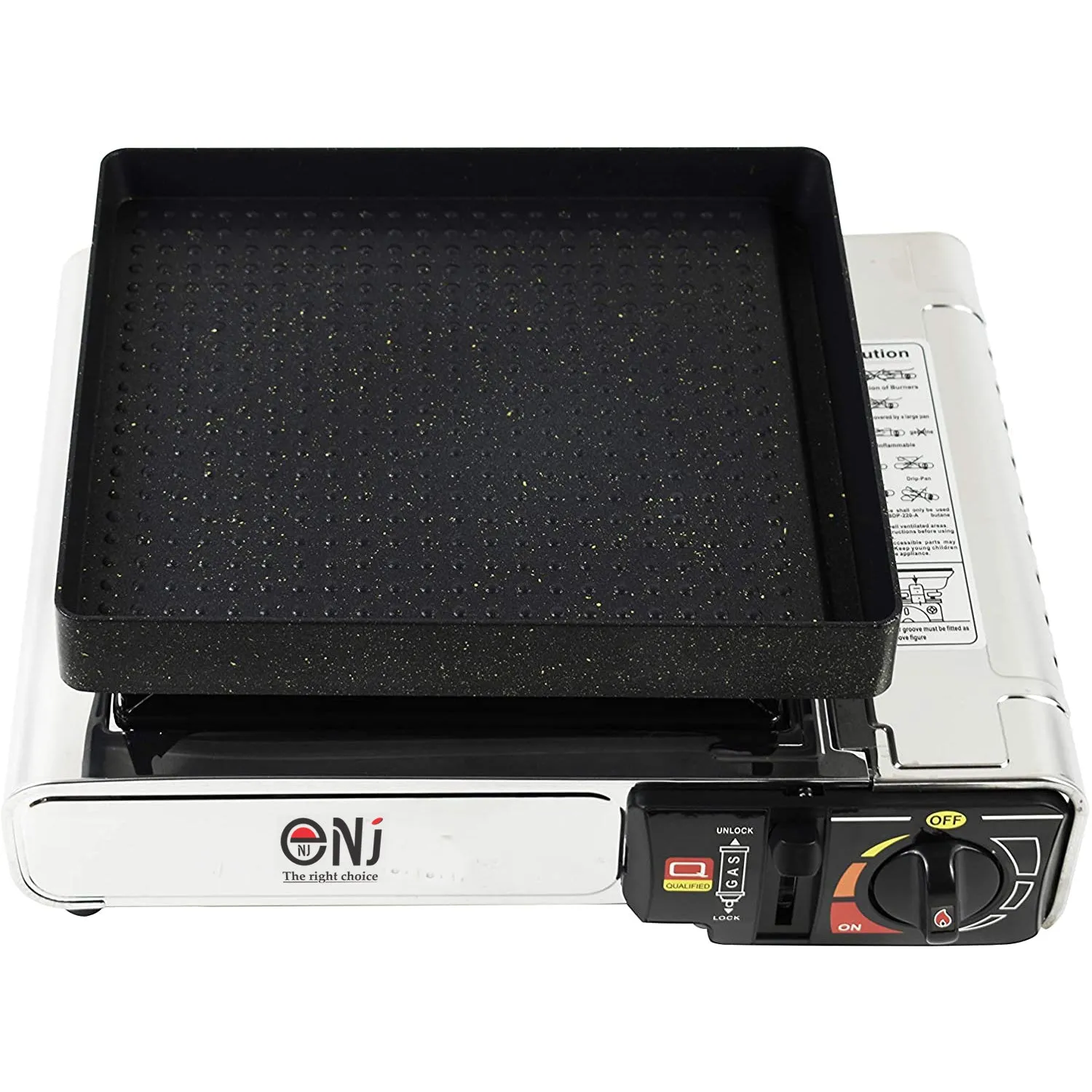 NJ-500 GRILL Portable Camping Gas Stove Single Burner Stainless Steel Grill Plate Outdoor