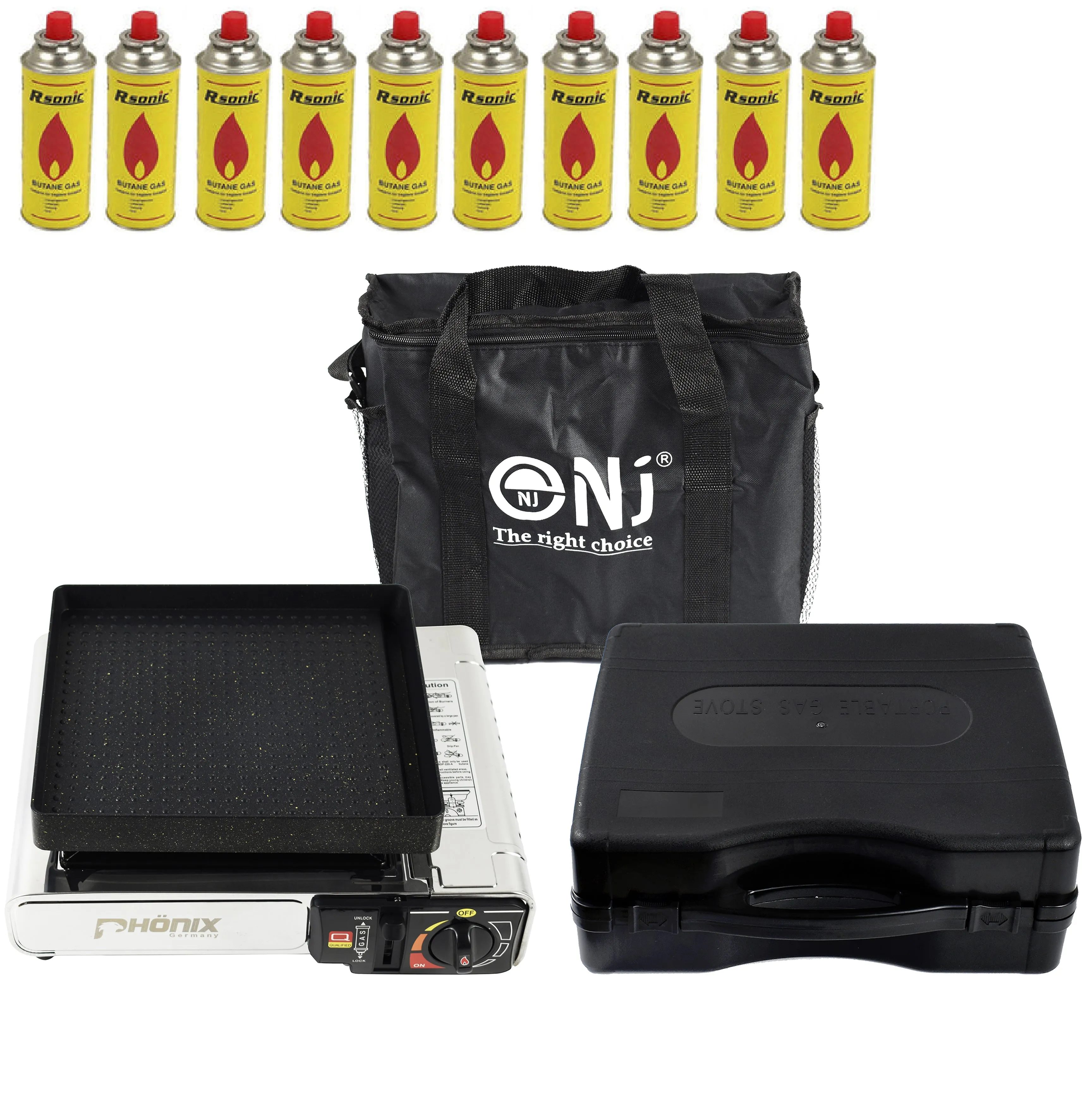 NJ-500 GRILL Portable Camping Gas Stove Single Burner Stainless Steel Grill Plate Outdoor