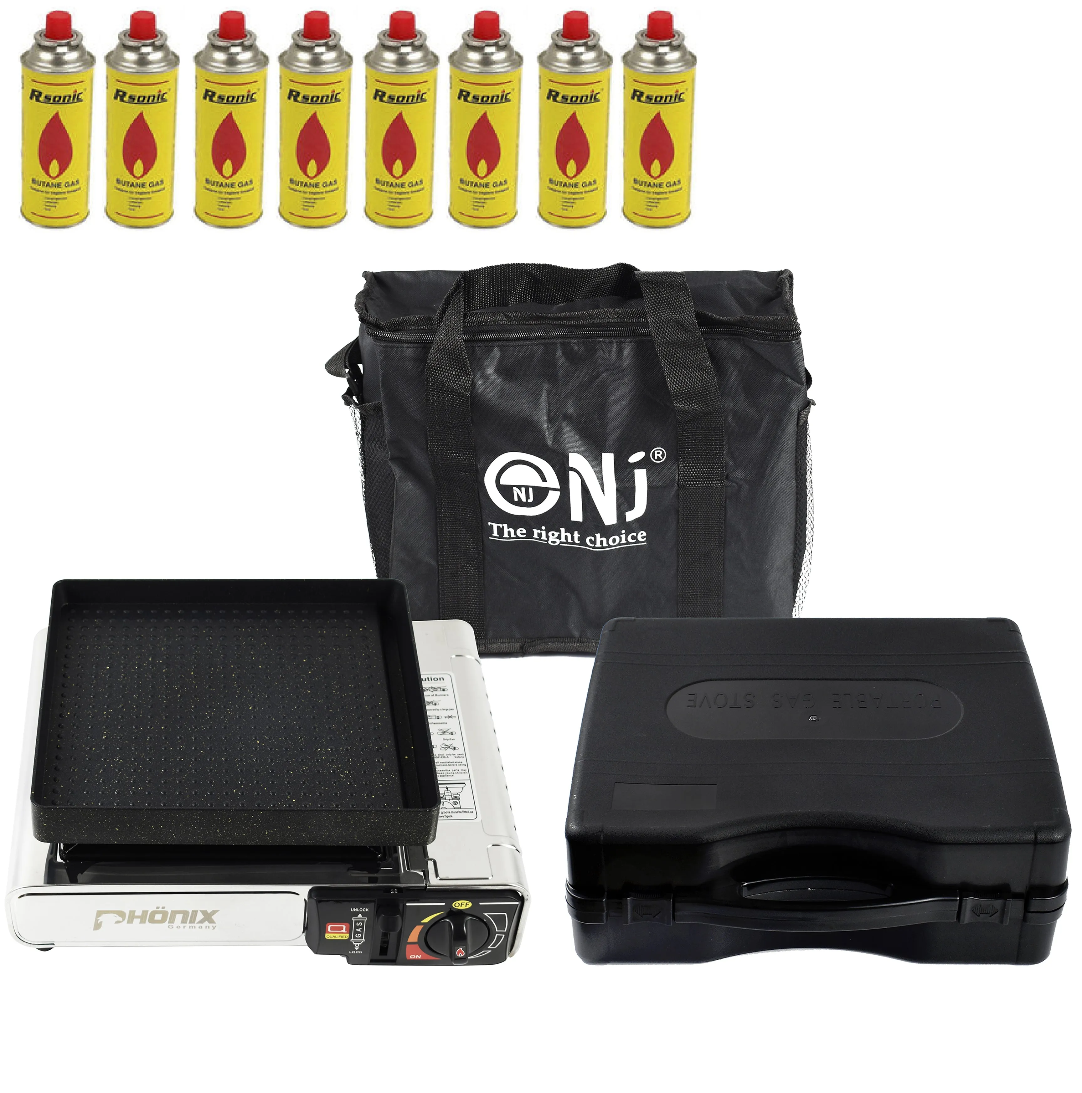 NJ-500 GRILL Portable Camping Gas Stove Single Burner Stainless Steel Grill Plate Outdoor
