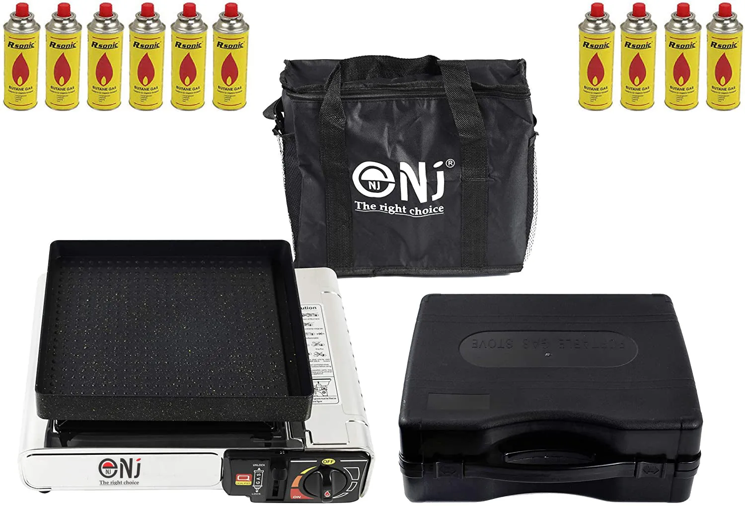 NJ-500 GRILL Portable Camping Gas Stove Single Burner Stainless Steel Grill Plate Outdoor