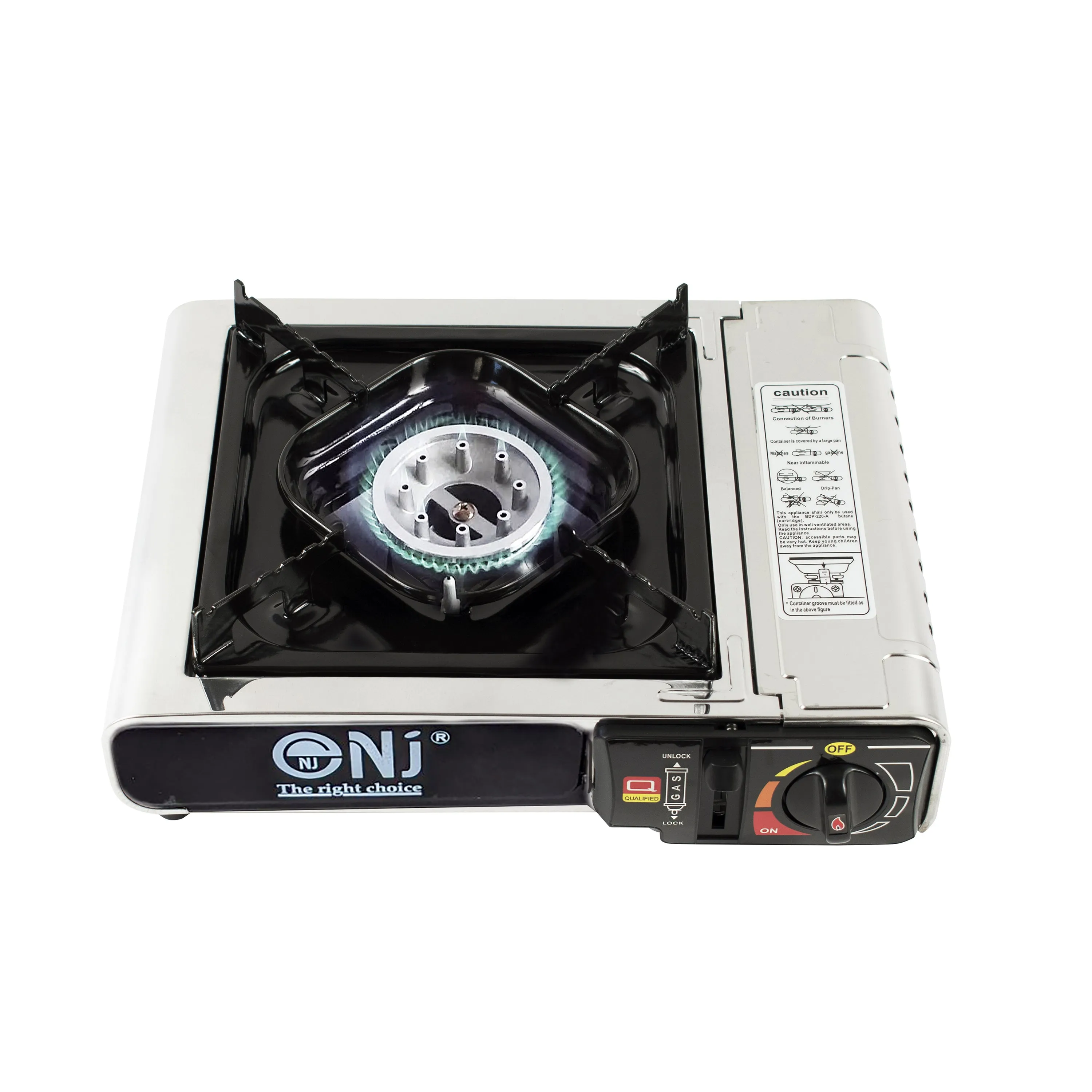 NJ-500 GRILL Portable Camping Gas Stove Single Burner Stainless Steel Grill Plate Outdoor
