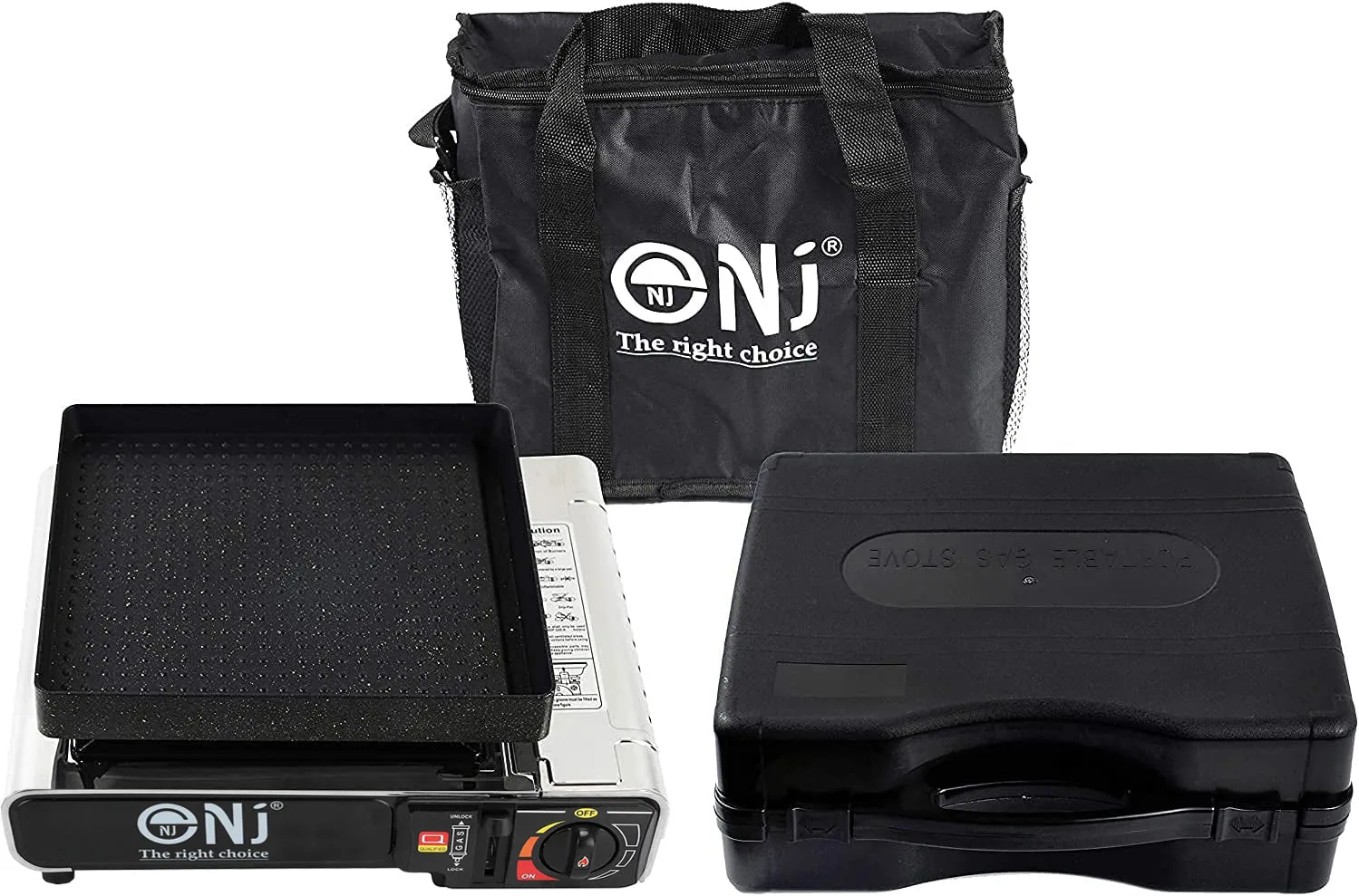 NJ-500 GRILL Portable Camping Gas Stove Single Burner Stainless Steel Grill Plate Outdoor
