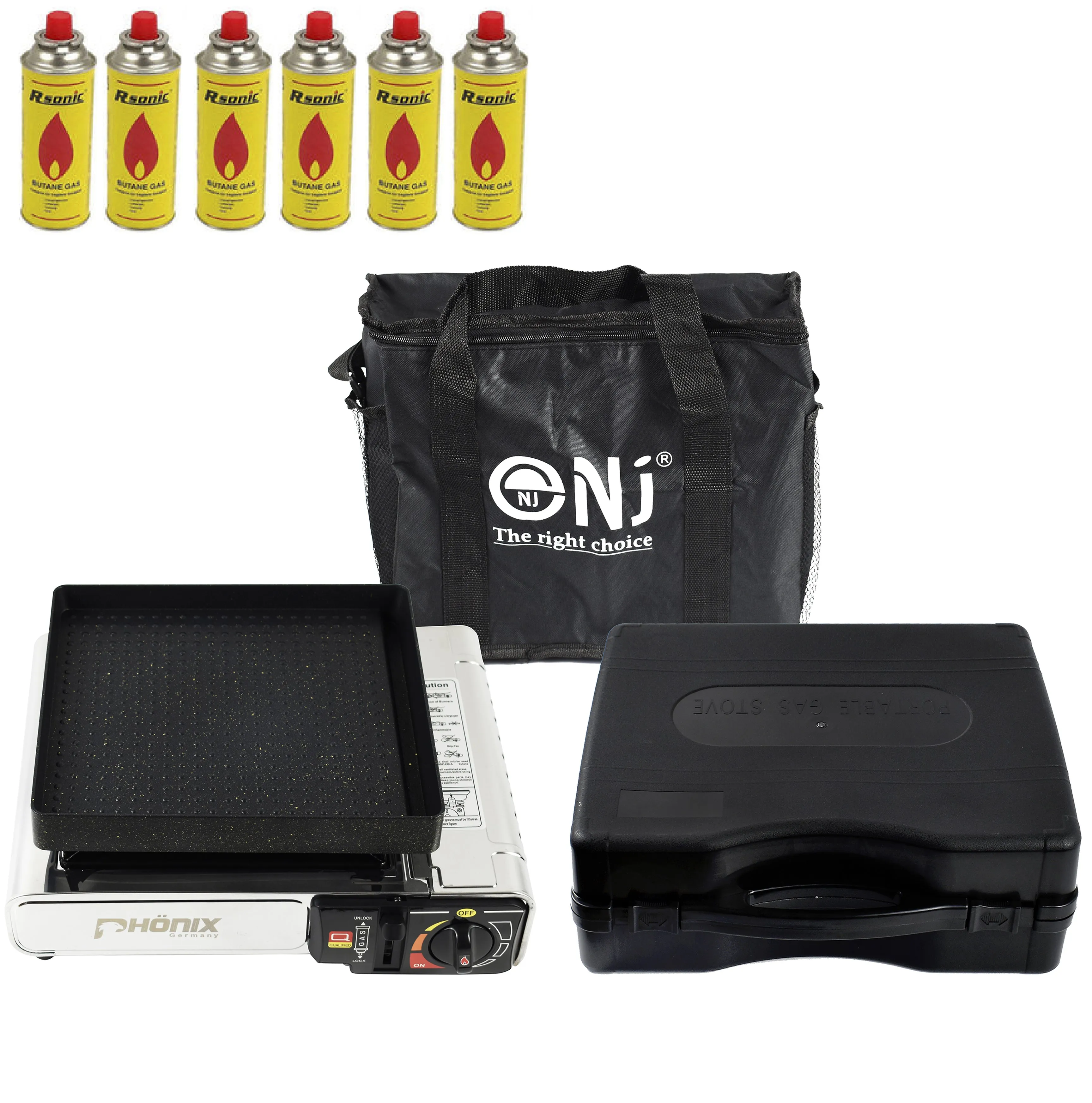 NJ-500 GRILL Portable Camping Gas Stove Single Burner Stainless Steel Grill Plate Outdoor