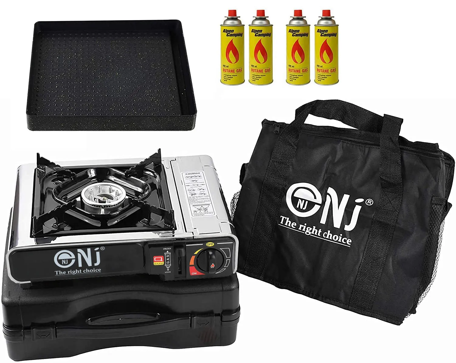 NJ-500 GRILL Portable Camping Gas Stove Single Burner Stainless Steel Grill Plate Outdoor