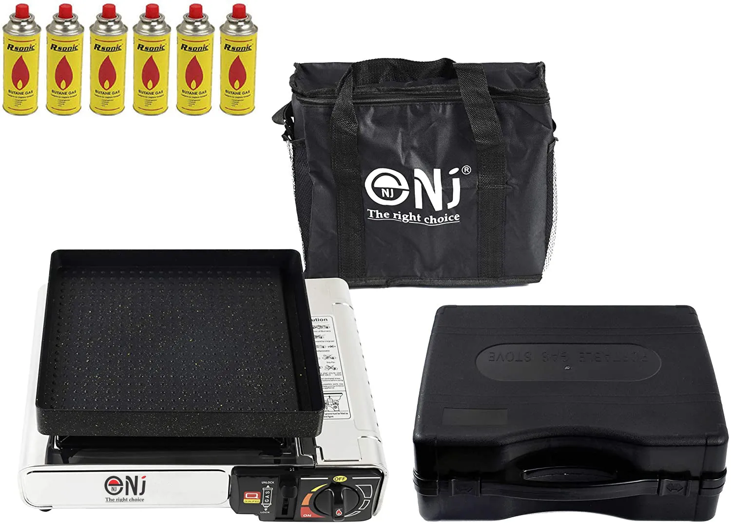 NJ-500 GRILL Portable Camping Gas Stove Single Burner Stainless Steel Grill Plate Outdoor