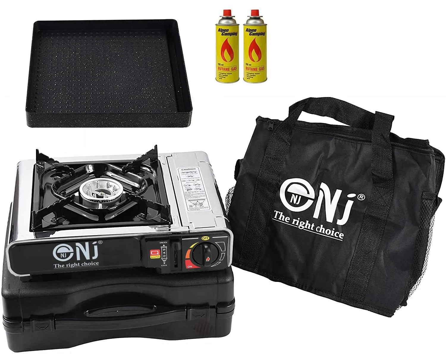 NJ-500 GRILL Portable Camping Gas Stove Single Burner Stainless Steel Grill Plate Outdoor