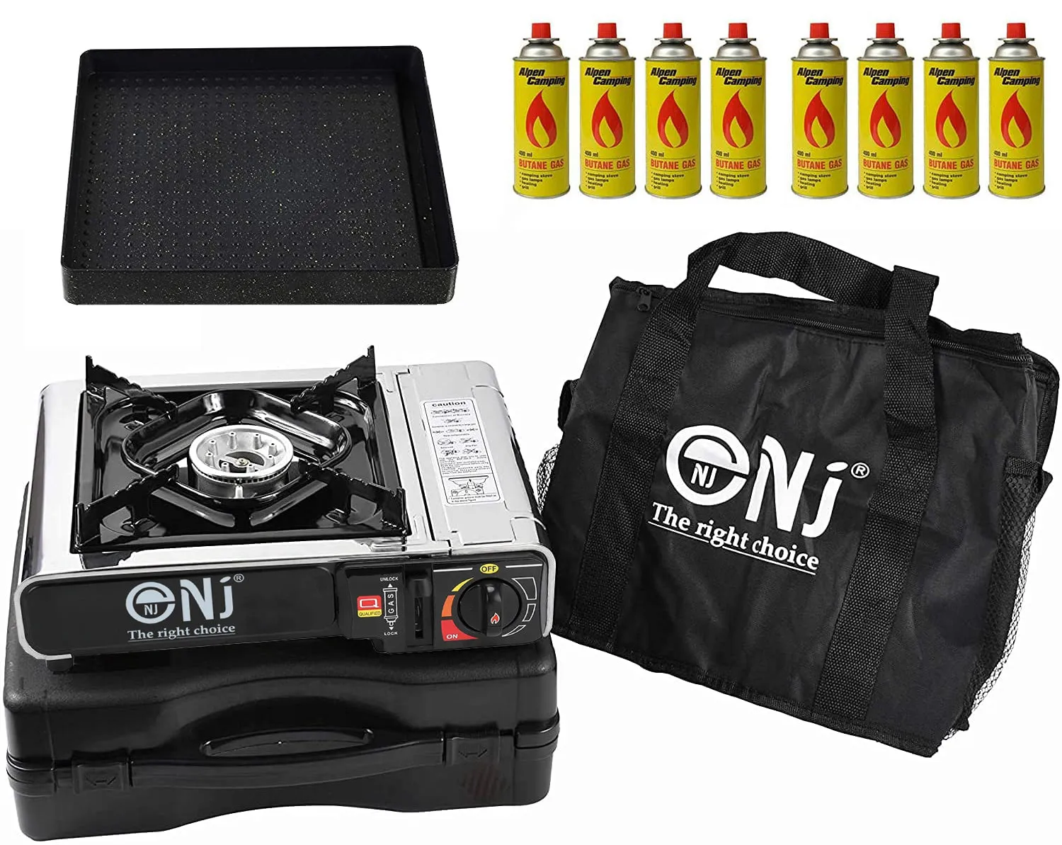 NJ-500 GRILL Portable Camping Gas Stove Single Burner Stainless Steel Grill Plate Outdoor