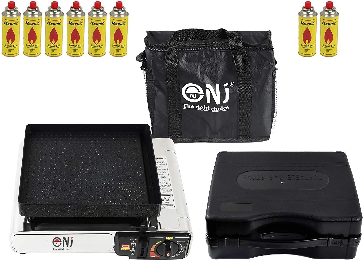 NJ-500 GRILL Portable Camping Gas Stove Single Burner Stainless Steel Grill Plate Outdoor
