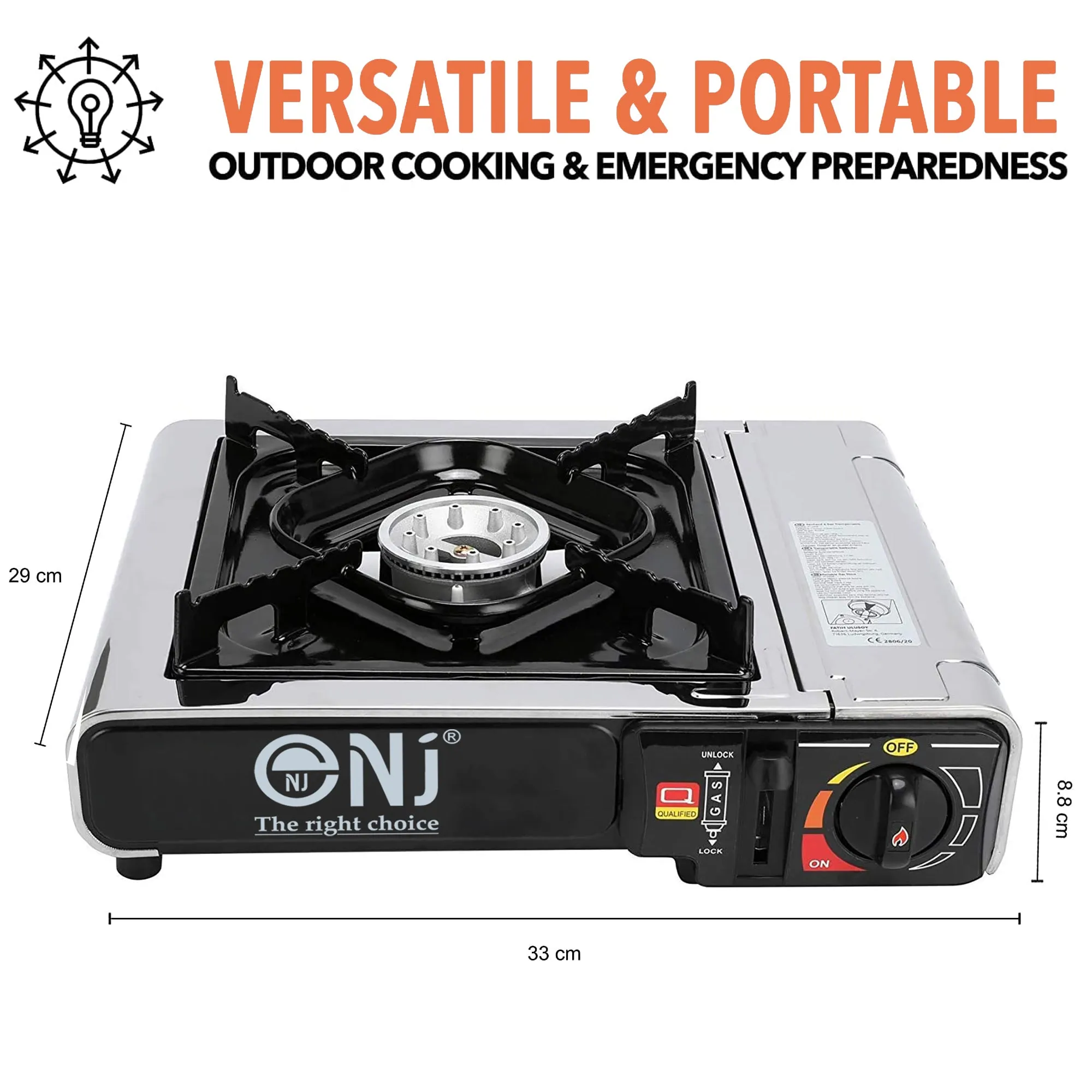 NJ-500 Portable Camping Gas Stove Single Burner Stainless Steel Outdoor