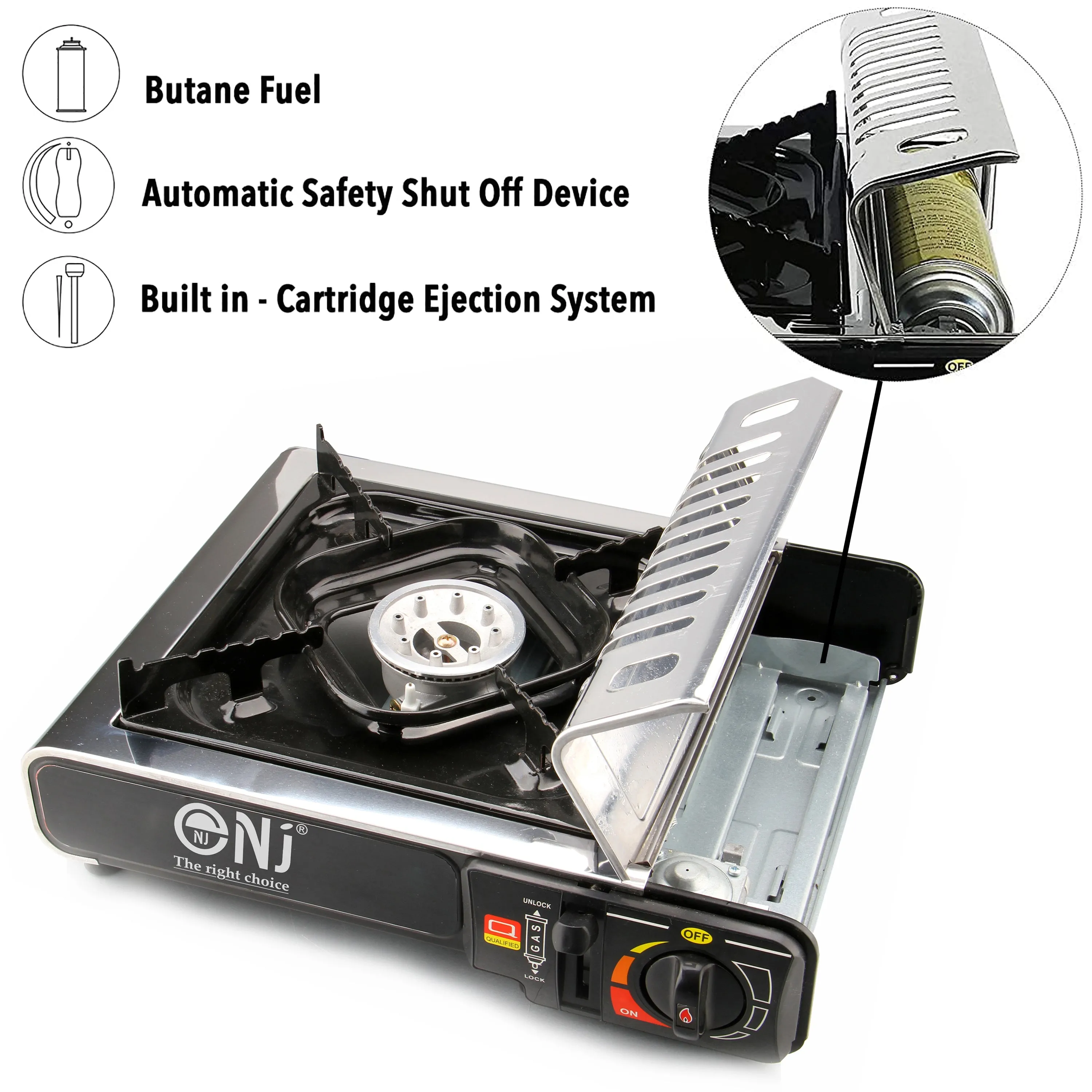 NJ-500 Portable Camping Gas Stove Single Burner Stainless Steel Outdoor