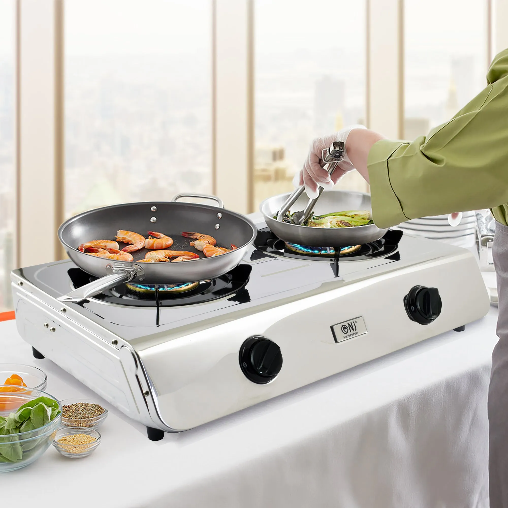 NJ-60SD Portable Double Gas Stove 60 cm