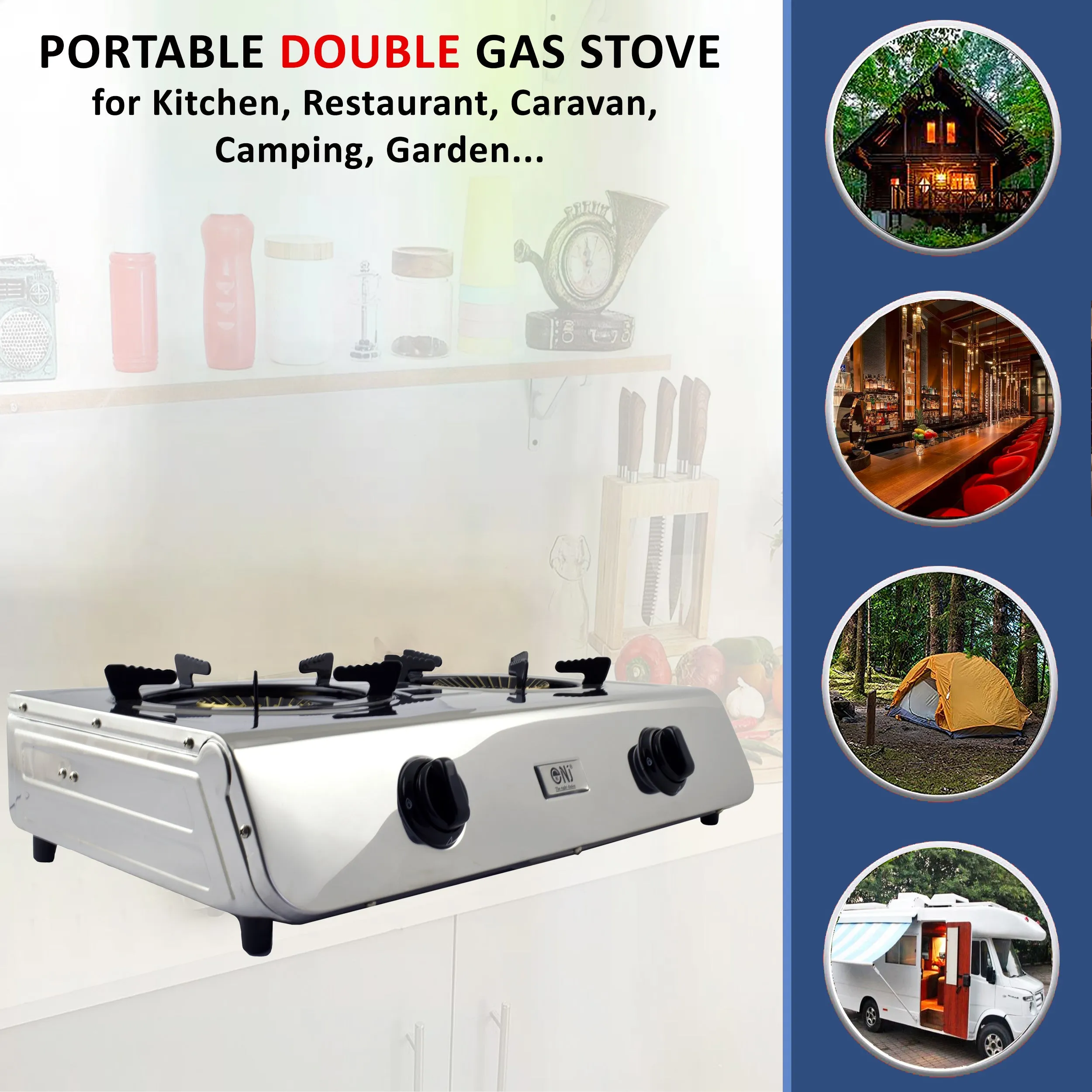 NJ-60SD Portable Double Gas Stove 60 cm