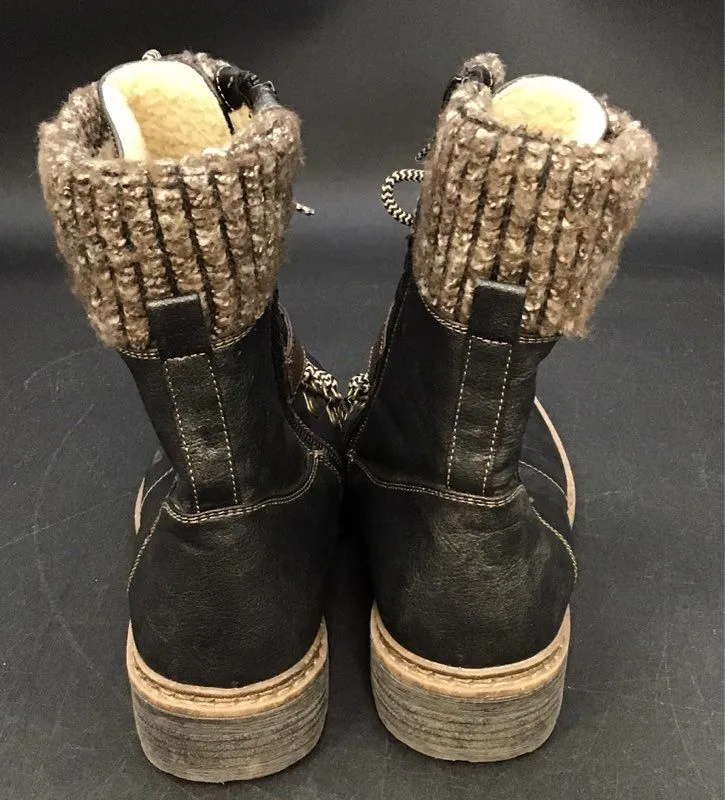 Patrizia By Spring Step Women's Black Brown Snow Boots - Size 6
