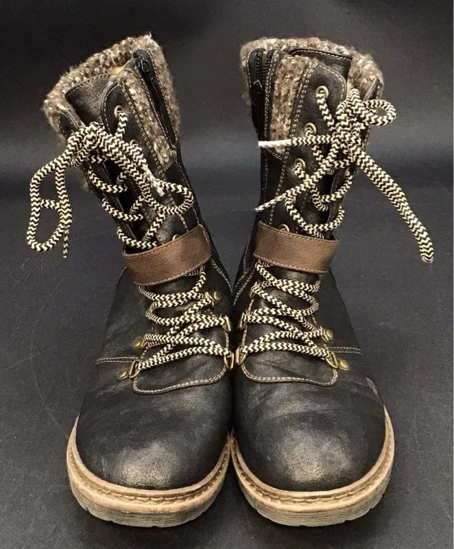 Patrizia By Spring Step Women's Black Brown Snow Boots - Size 6