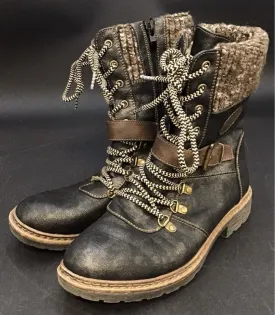 Patrizia By Spring Step Women's Black Brown Snow Boots - Size 6