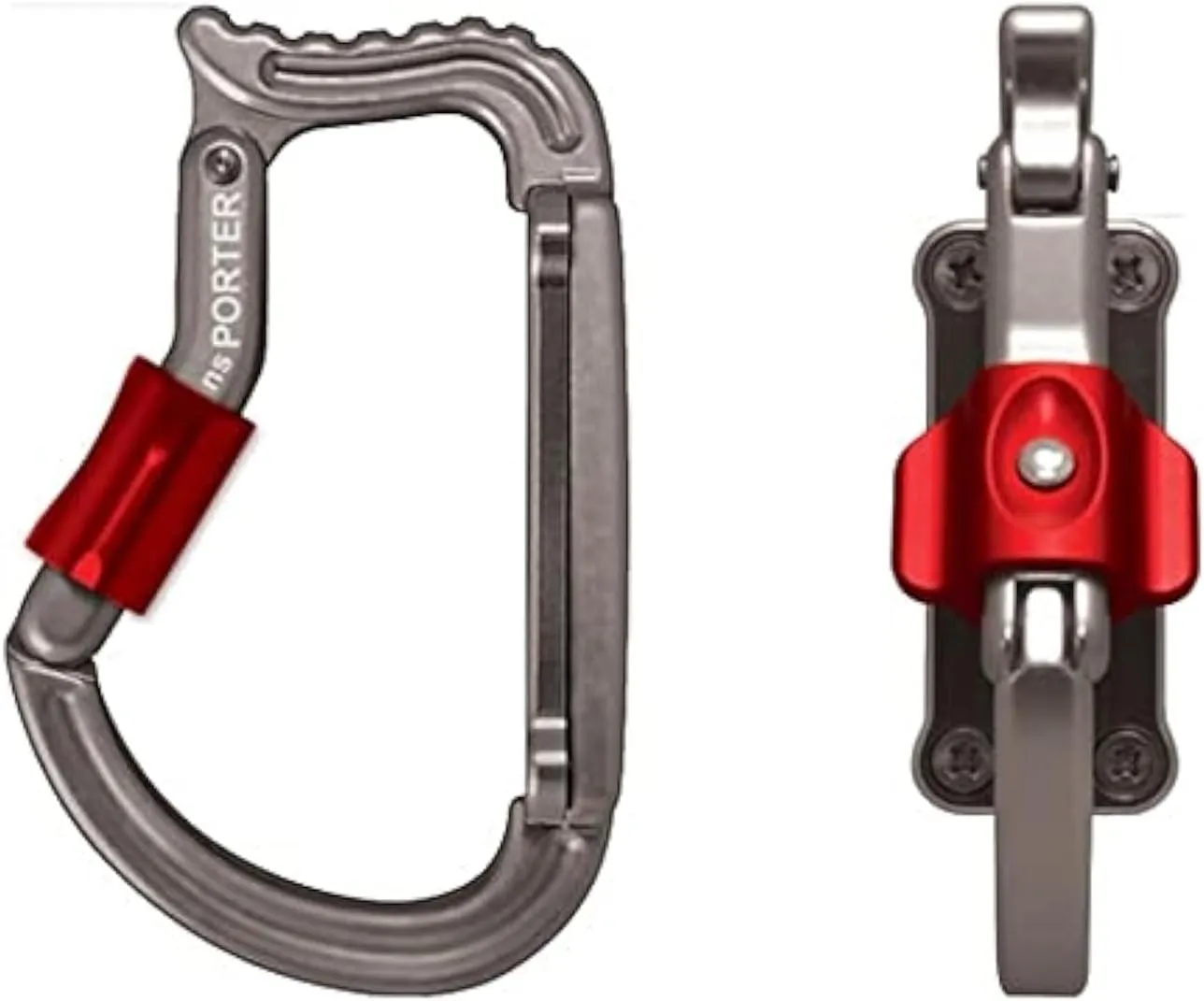 Rock Exotica Transporter Gear & Accessory Carabiner - Heavy Duty Tool Holder with Dual Push-Button Locking Gate for Climbing Harnesses  Made in The USA