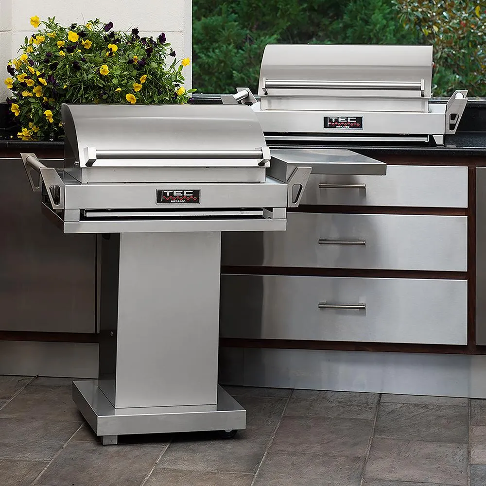 TEC G-Sport 36" Stainless Steel Portable Infrared Gas Grill with Pedestal & Side Shelf